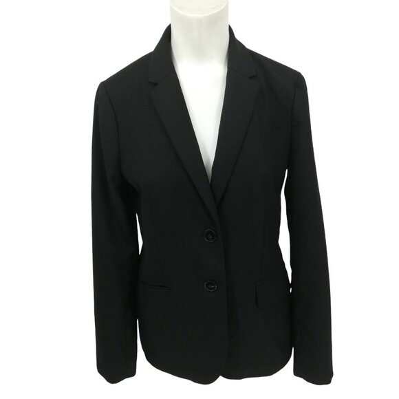 J Crew Factory Black Lightweight Wool Blazer Size 6 Lined Jacket Career 2 Button - Picture 1 of 13